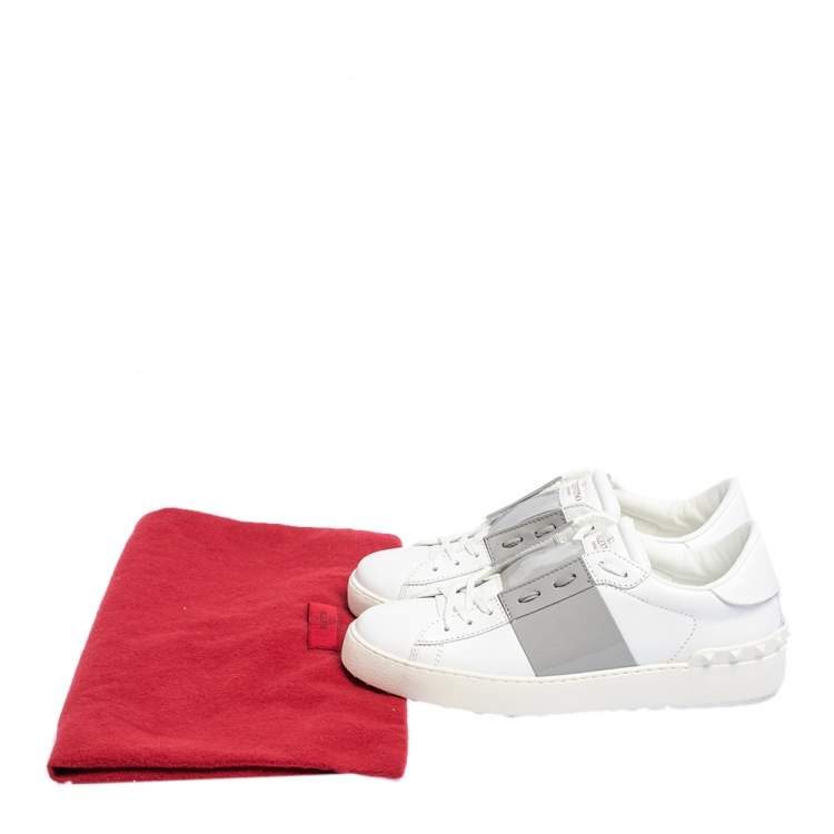 Pre Owned Valentino White Leather Open Sneakers Size 40.5