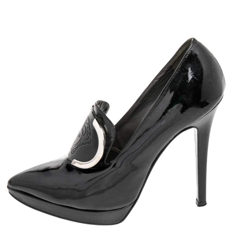 Versace Black Patent Leather Medusa Pointed Toe Pumps Size 38 Valentino ...