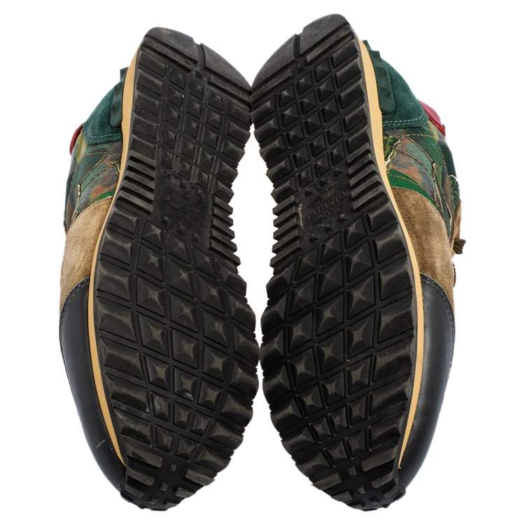 Pre Owned Valentino Multicolor Camo Butterfly Printed Rockrunner Sneakers Size 40
