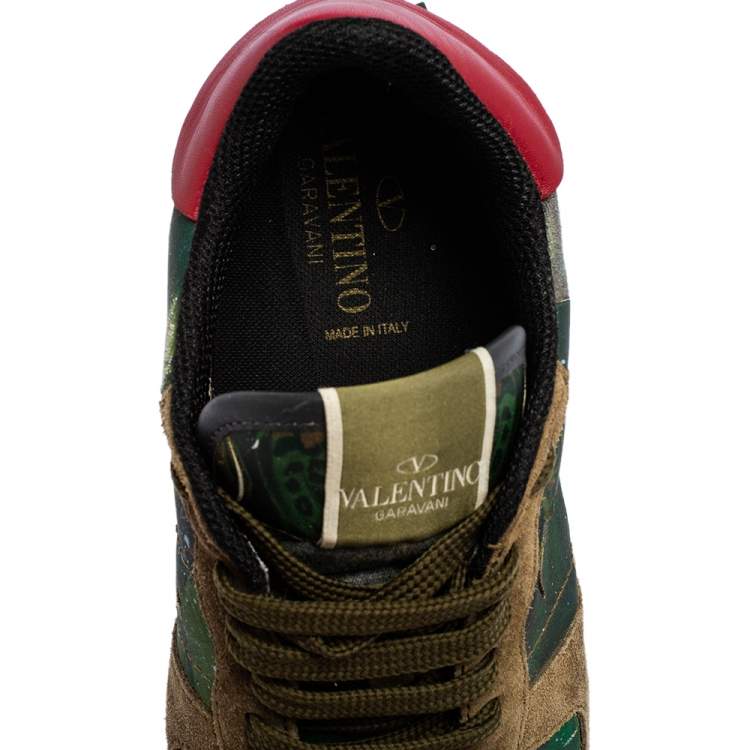 Pre Owned Valentino Multicolor Camo Butterfly Printed Rockrunner Sneakers Size 40