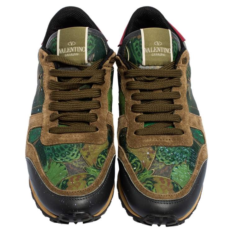 Pre Owned Valentino Multicolor Camo Butterfly Printed Rockrunner Sneakers Size 40