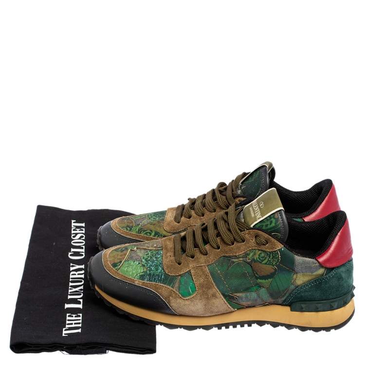 Pre Owned Valentino Multicolor Camo Butterfly Printed Rockrunner Sneakers Size 40