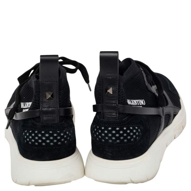 Pre Owned Valentino Black Fabric Sound High Top Sneakers Size 39