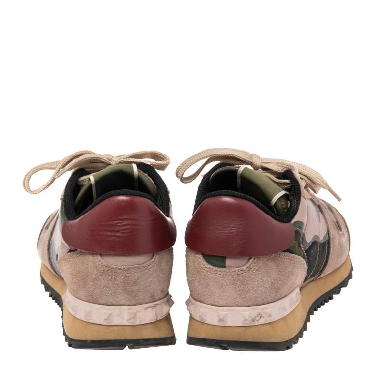 Pre Owned Valentino Multicolor Suede And Leather Rockrunner Sneakers Size 39
