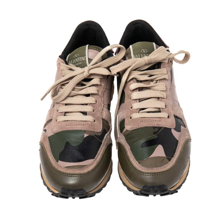 Pre Owned Valentino Multicolor Suede And Leather Rockrunner Sneakers Size 39