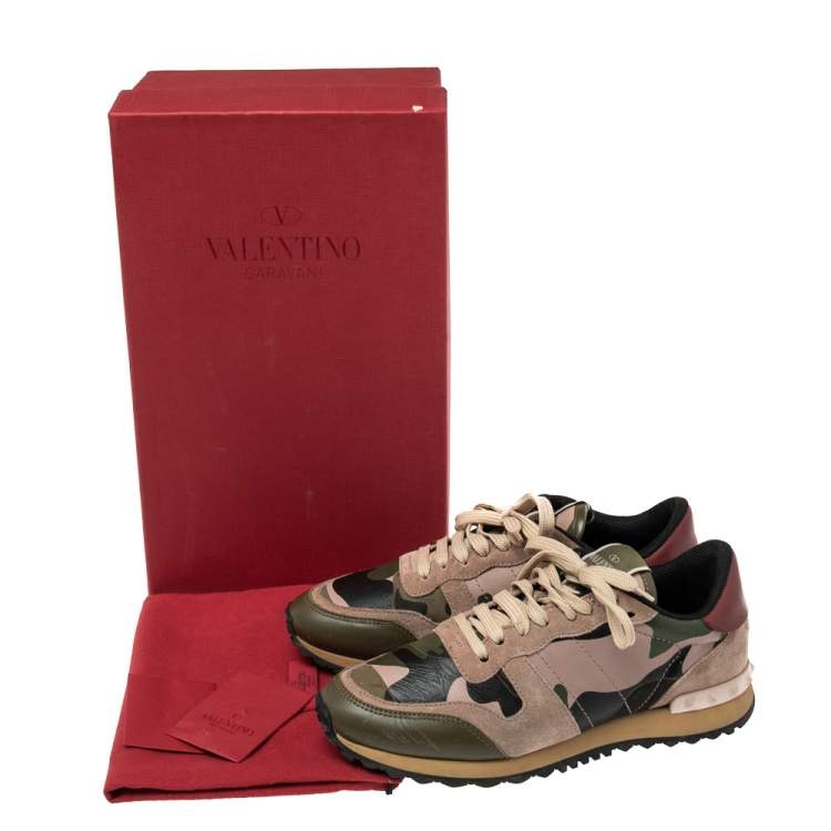 Pre Owned Valentino Multicolor Suede And Leather Rockrunner Sneakers Size 39