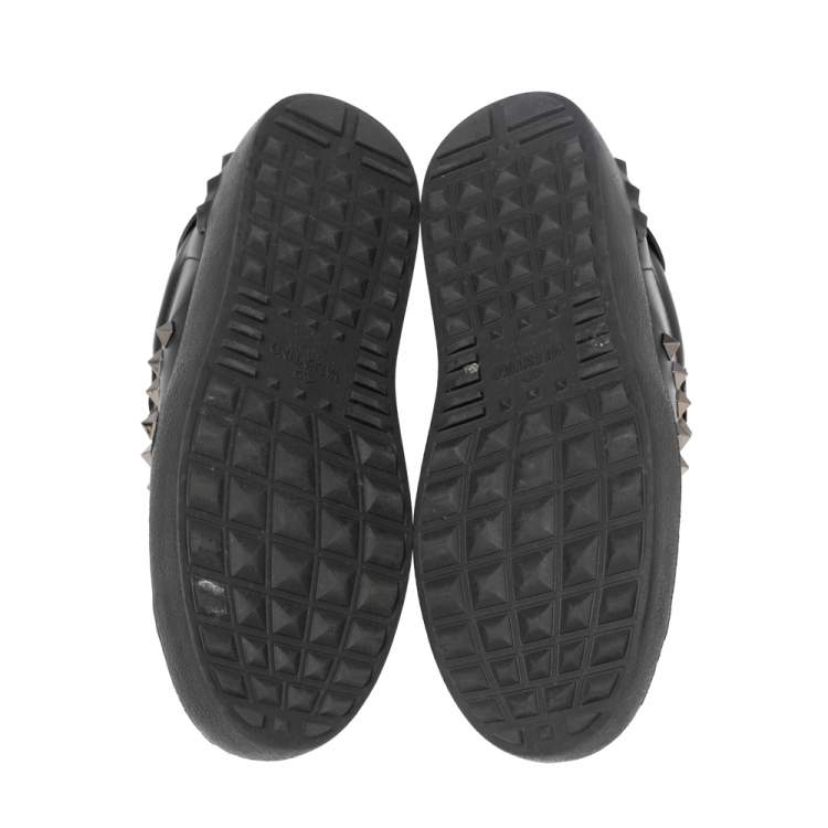 Pre Owned Valentino Black Leather Open Low Top Sneakers Size 37