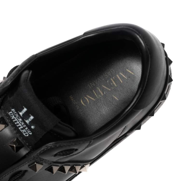 Pre Owned Valentino Black Leather Open Low Top Sneakers Size 37
