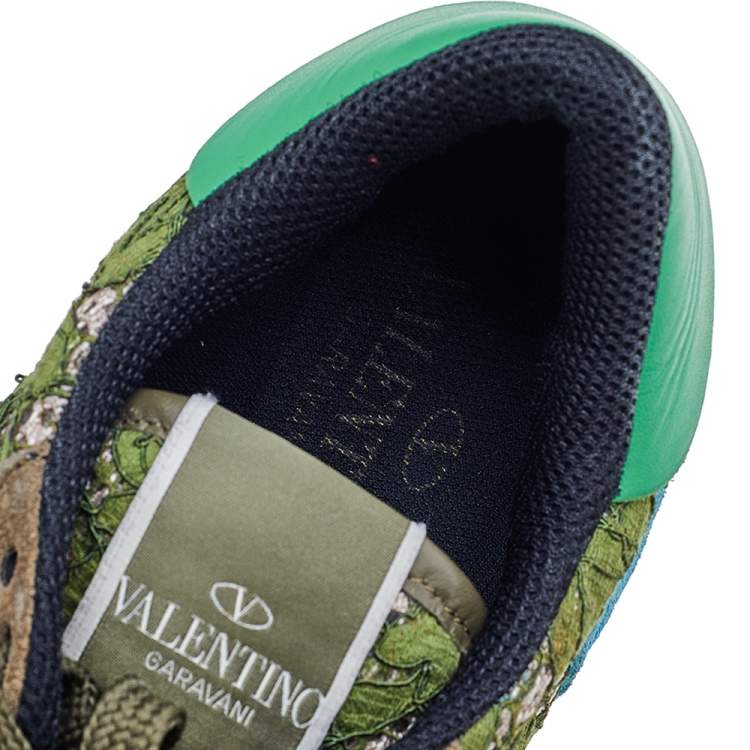 Pre Owned Valentino Multicolor Leather And Suede Rockstud Sneakers Size 41