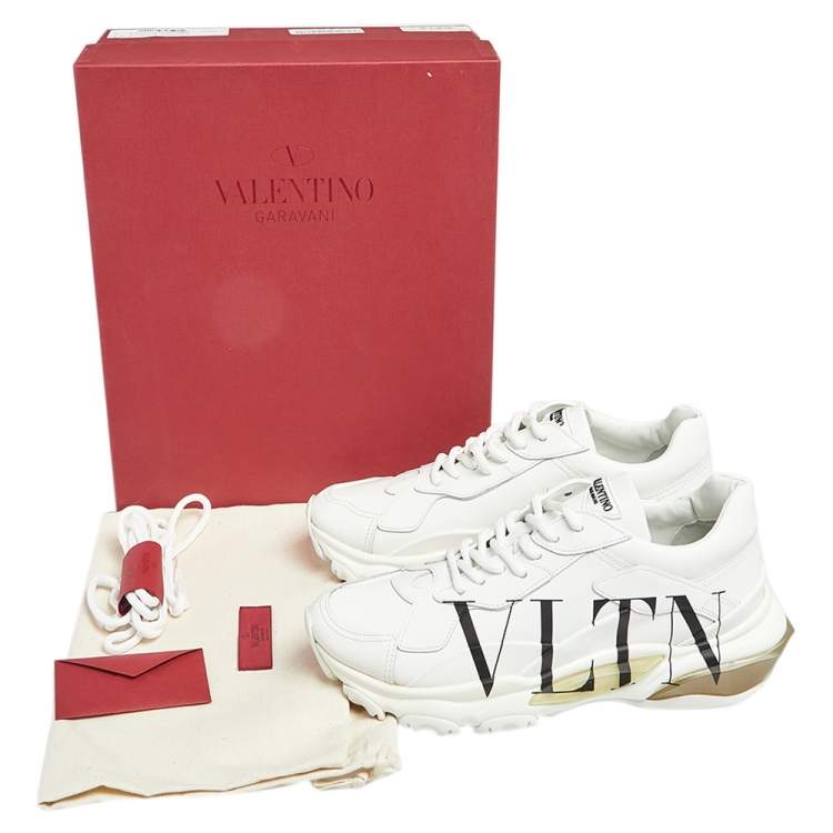 Pre Owned Valentino White Leather VLTN Chunky Sneakers Size 37.5