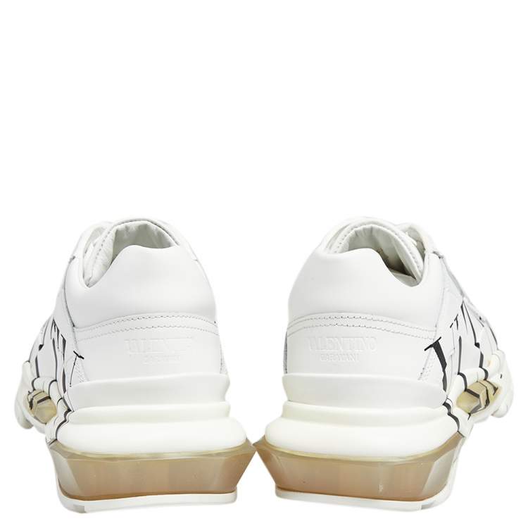 Pre Owned Valentino White Leather VLTN Chunky Sneakers Size 37.5