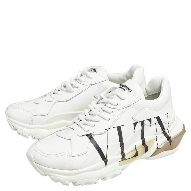 Pre Owned Valentino White Leather VLTN Chunky Sneakers Size 37.5