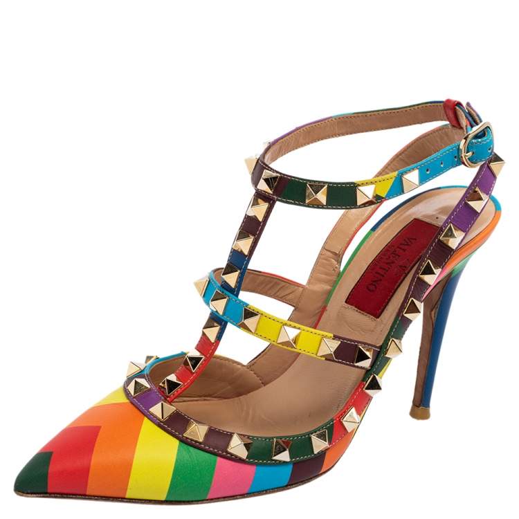 valentino multicolor rockstud shoes