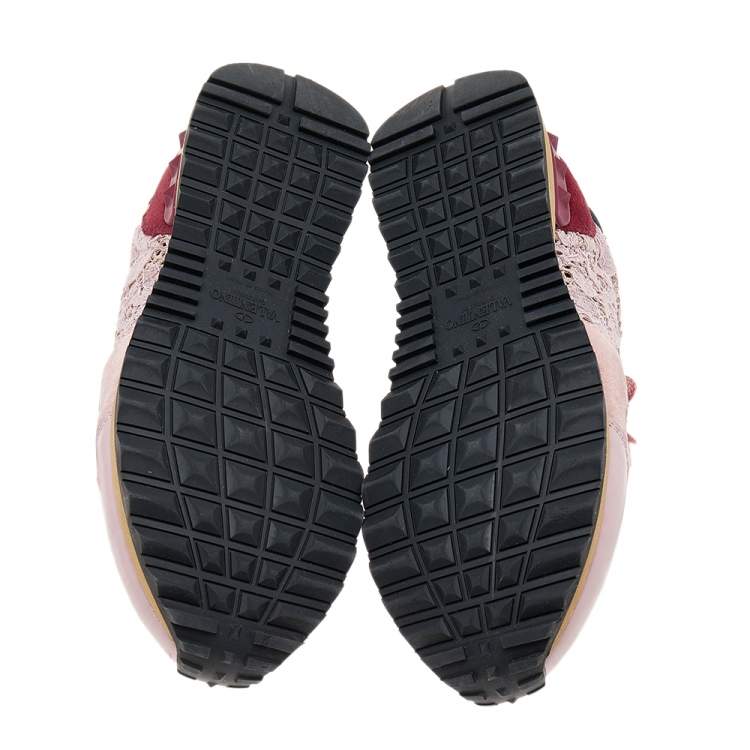 مملوكة مسبقًا Valentino Multicolor Lace and Suede Rockrunner Sneakers Size 36