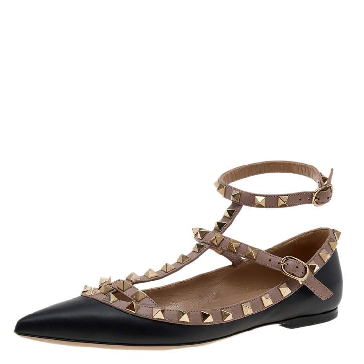 valentino t strap rockstud flats