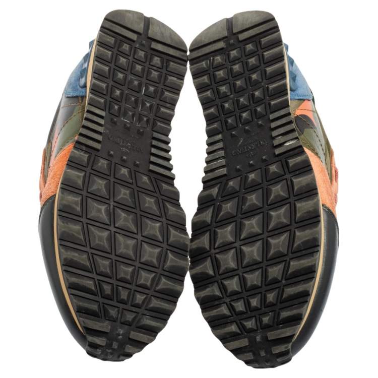 Pre Owned Valentino Multicolor Suede And Leather Rockrunner Sneakers Size 39