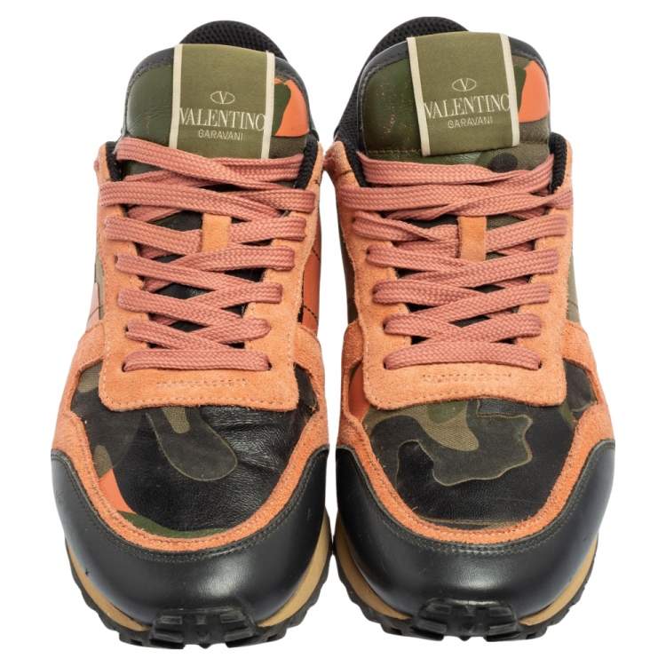 Pre Owned Valentino Multicolor Suede And Leather Rockrunner Sneakers Size 39