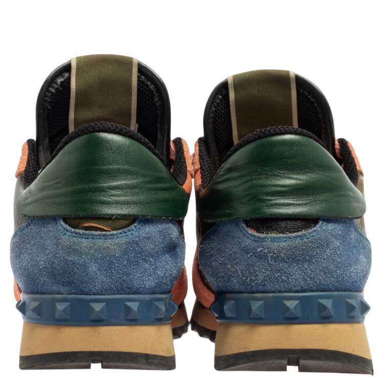 Pre Owned Valentino Multicolor Suede And Leather Rockrunner Sneakers Size 39