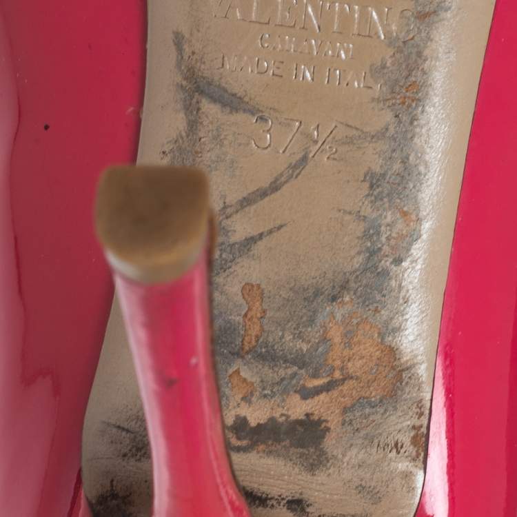 Pre Owned Valentino Pink Patent Leather Platform Pumps Size 37.5