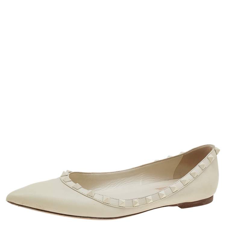 valentino rockstud flats white