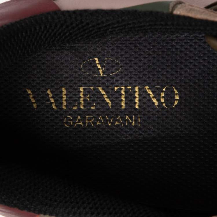 Pre Owned Valentino Multicolor Camouflage Leather And Suede Leather Rockrunner Low Top Sneakers Size 38