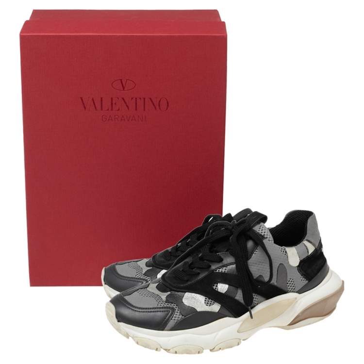 Pre Owned Valentino Multicolor Mesh And Suede Bounce Low Top Sneakers Size 38