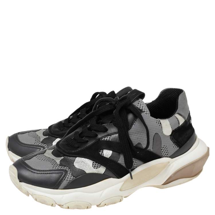 Pre Owned Valentino Multicolor Mesh And Suede Bounce Low Top Sneakers Size 38