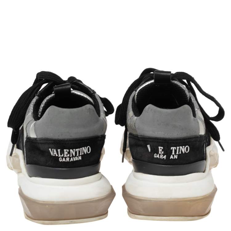 Pre Owned Valentino Multicolor Mesh And Suede Bounce Low Top Sneakers Size 38