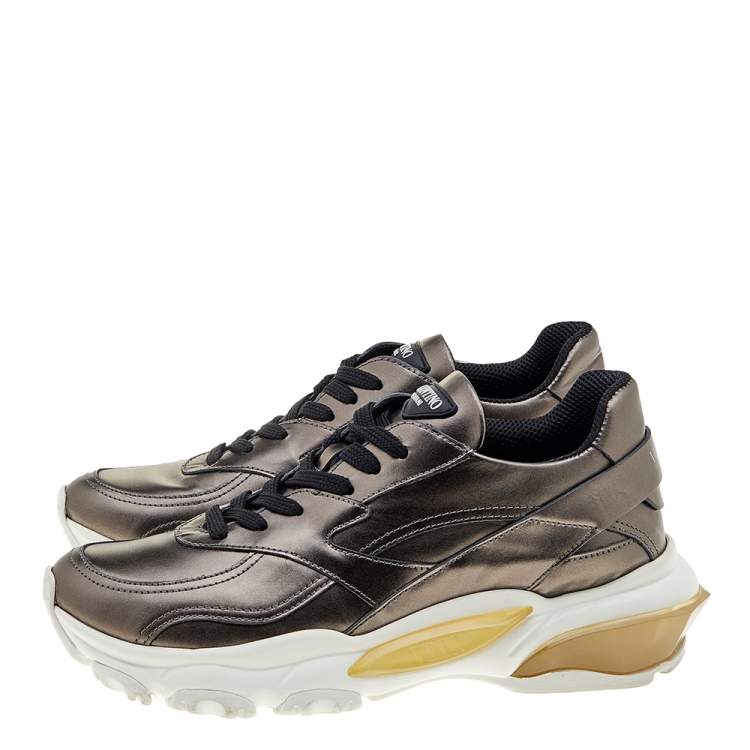 مملوكة مسبقًا Valentino Metallic Leather Lace Up Sneakers Size 36