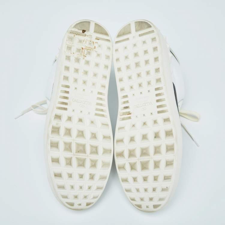 مملوكة مسبقًا Valentino White/Black Banded Leather High Top Sneakers Size 40