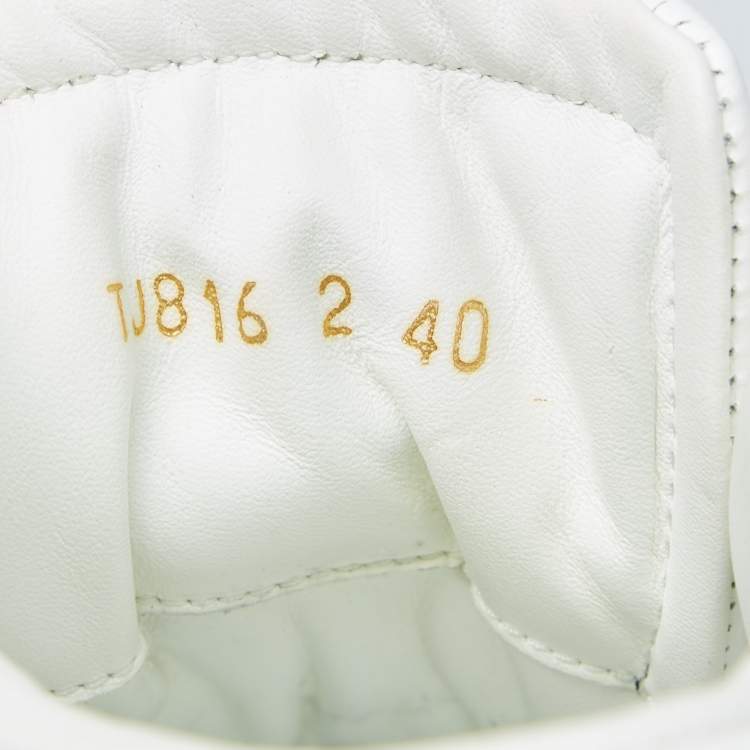 مملوكة مسبقًا Valentino White/Black Banded Leather High Top Sneakers Size 40