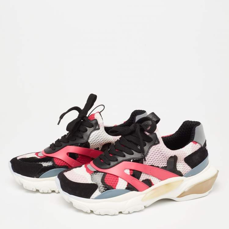 مملوكة مسبقًا Valentino Multicolor  Mesh And Leather Rockrunner Sneakers Size 38.5