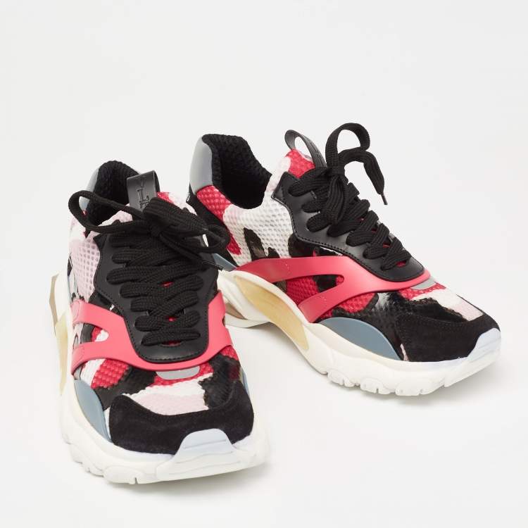 مملوكة مسبقًا Valentino Multicolor  Mesh And Leather Rockrunner Sneakers Size 38.5