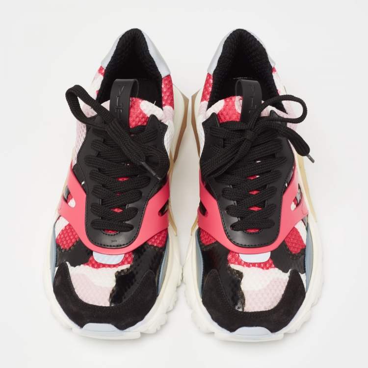مملوكة مسبقًا Valentino Multicolor  Mesh And Leather Rockrunner Sneakers Size 38.5