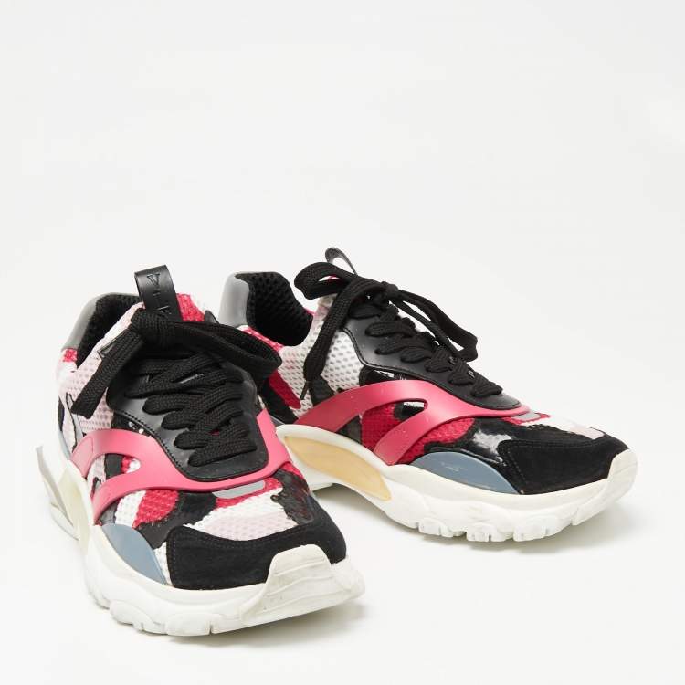 مملوكة مسبقًا Valentino Multicolor Suede And Fabric Camouflage Lace Up Sneakers Size 40
