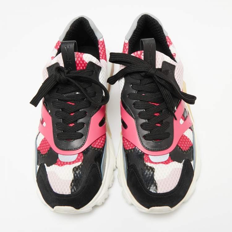 مملوكة مسبقًا Valentino Multicolor Suede And Fabric Camouflage Lace Up Sneakers Size 40