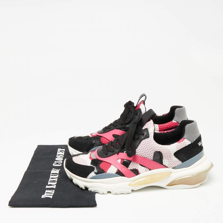 مملوكة مسبقًا Valentino Multicolor Suede And Fabric Camouflage Lace Up Sneakers Size 40