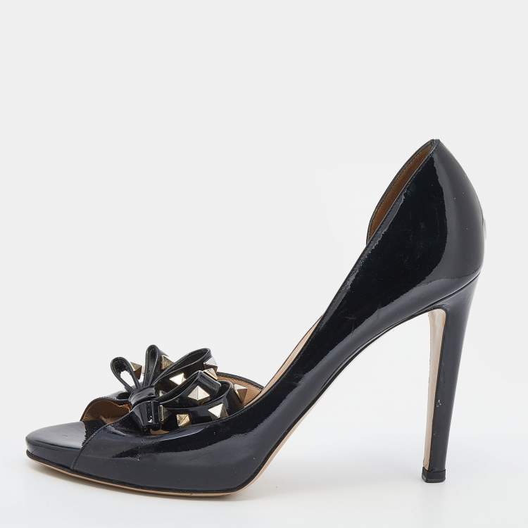 Valentino Leather Bow Rockstud D'orsay Pumps Size | TLC