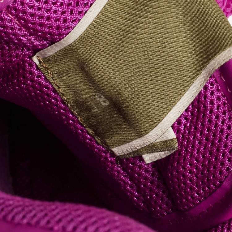 مملوكة مسبقًا Valentino Shocking Pink Leather Rockstud Lace Up Sneakers Size 38