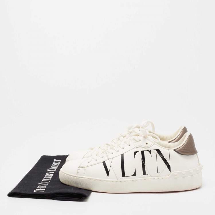 Pre Owned Valentino Off-White Leather VLTN Low-Top Sneakers Size 38.5