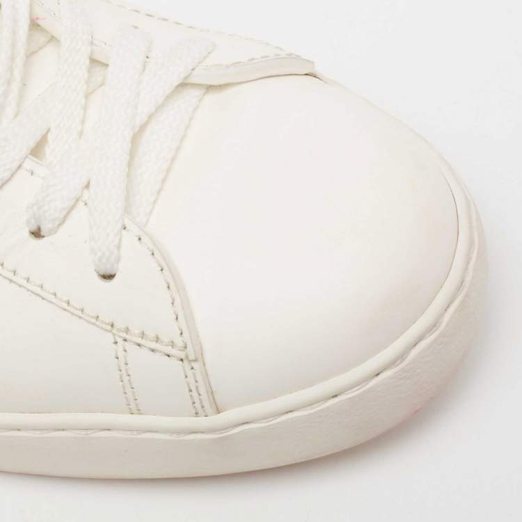 Pre Owned Valentino Off-White Leather VLTN Low-Top Sneakers Size 38.5
