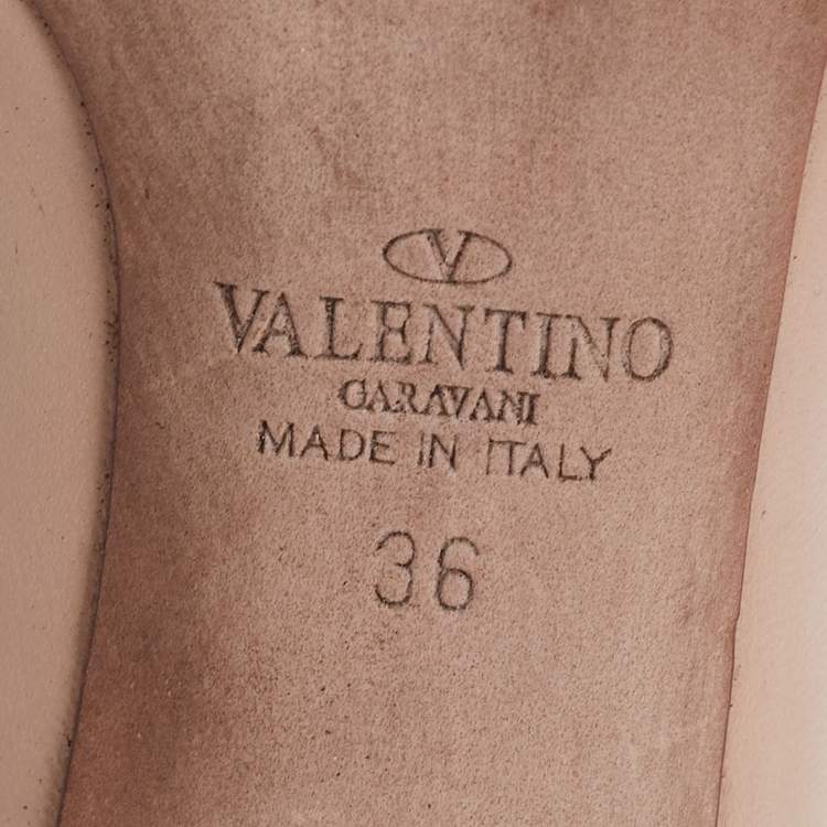 Pre Owned Valentino Beige Leather Rockstud Open Toe Lace Up Ankle Tie Pumps Size 36