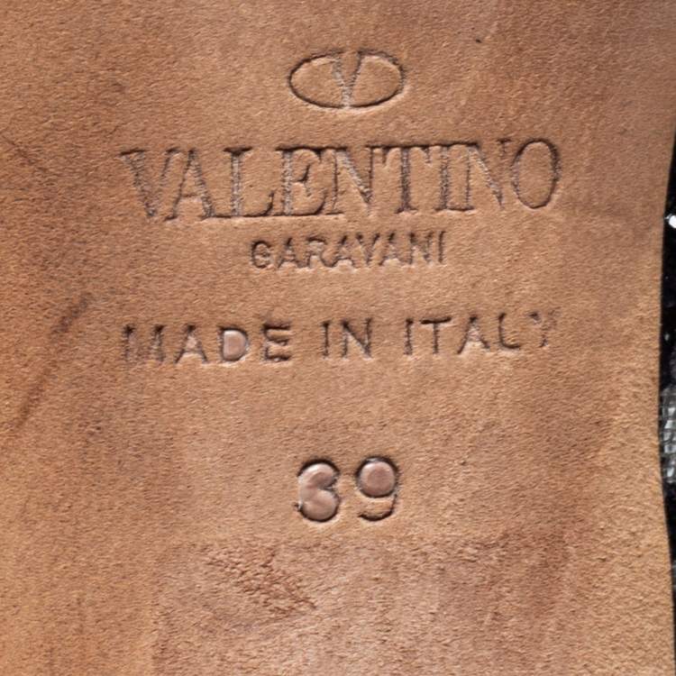 Pre Owned Valentino Black Lace Open Toe Ankle Boots Size 39