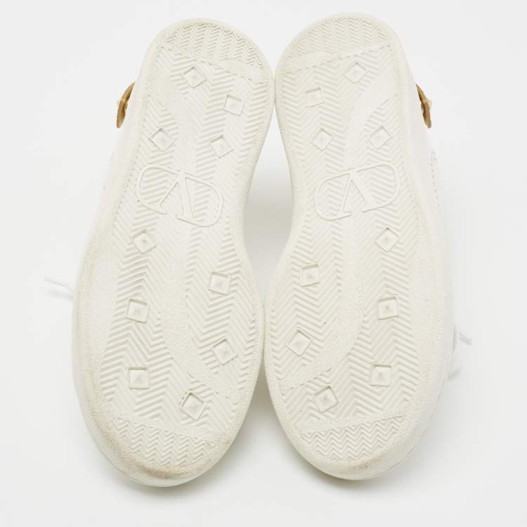Pre Owned Valentino White Leather Backnet  Lace Up Sneakers Size 37