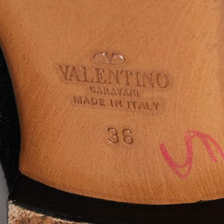 Pre Owned Valentino Black Brocade Spring Garden Smoking Slippers Size 36