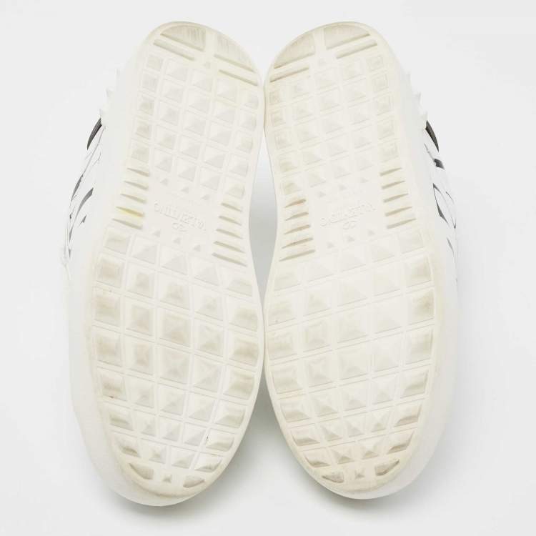 مملوكة مسبقًا Valentino White/Metallic Bronze  Leather VLTN Low-Top Sneakers  Size 36.5