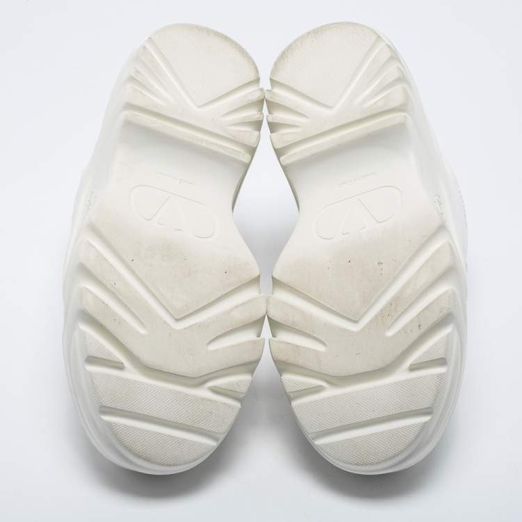 Pre Owned Valentino White Leather Lace Up Sneakers Size 38