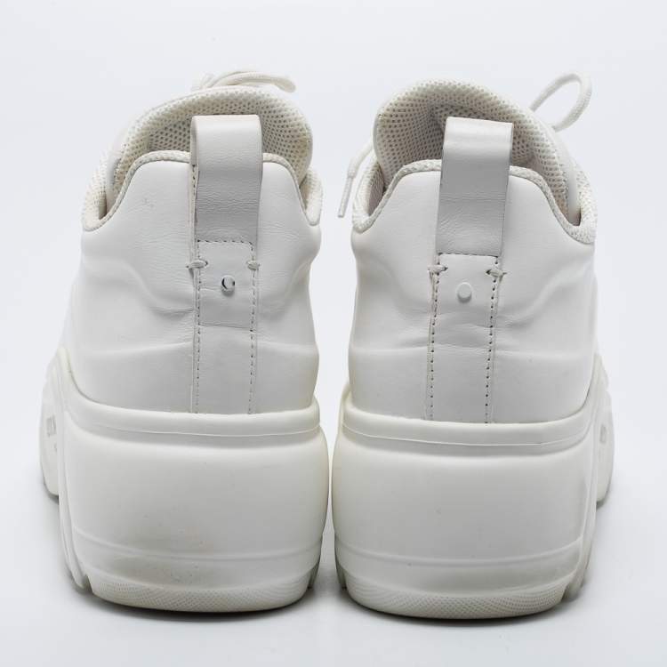 Pre Owned Valentino White Leather Lace Up Sneakers Size 38