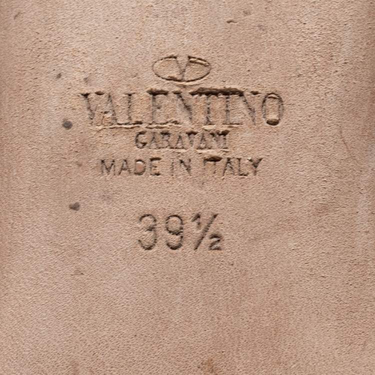 Pre Owned Valentino Red Leather Rockstud Ankle Strap Ballet Flats Size 39.5