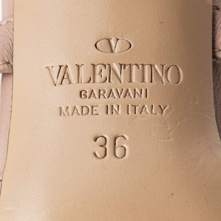 Pre Owned Valentino Burgundy/Beige Patent and Leather  Rockstud  Mule Sandals Size 36